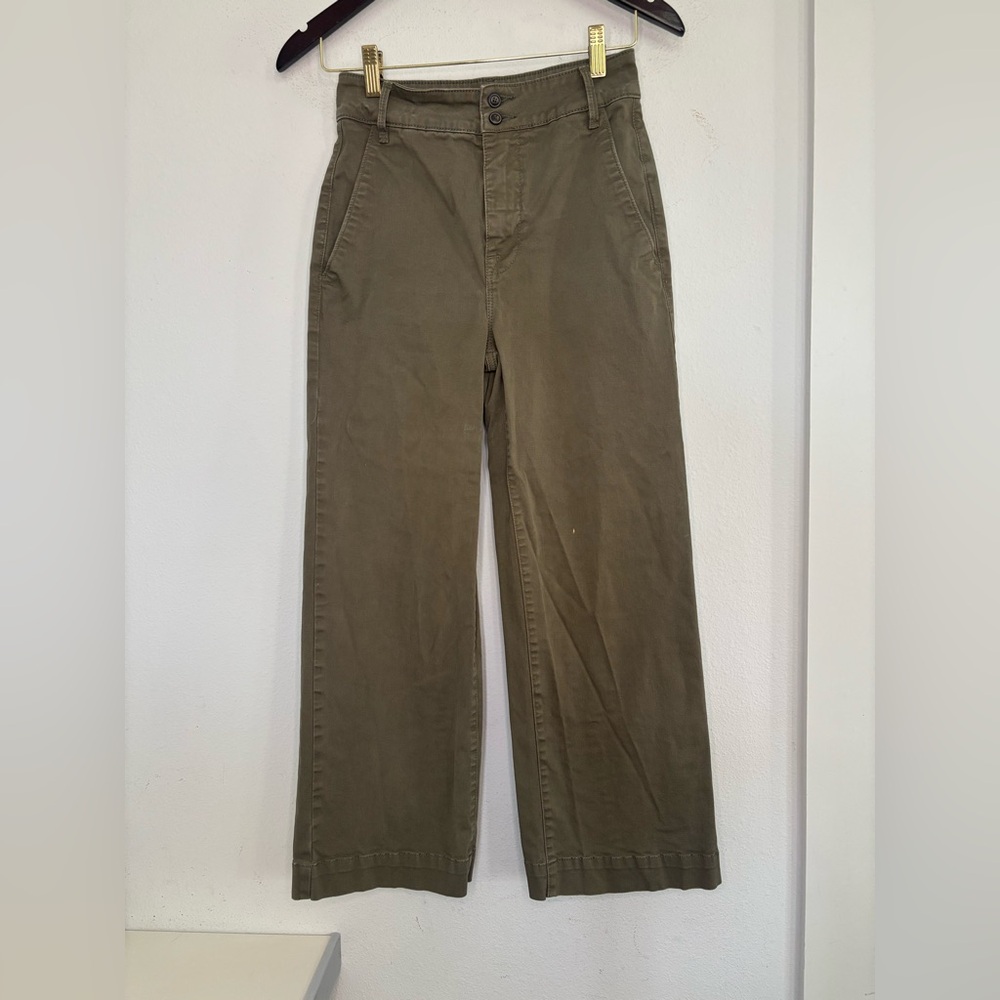 FRAME ARMY GREEN STRAIGHT LEG TROUSER PANTS SZ 24